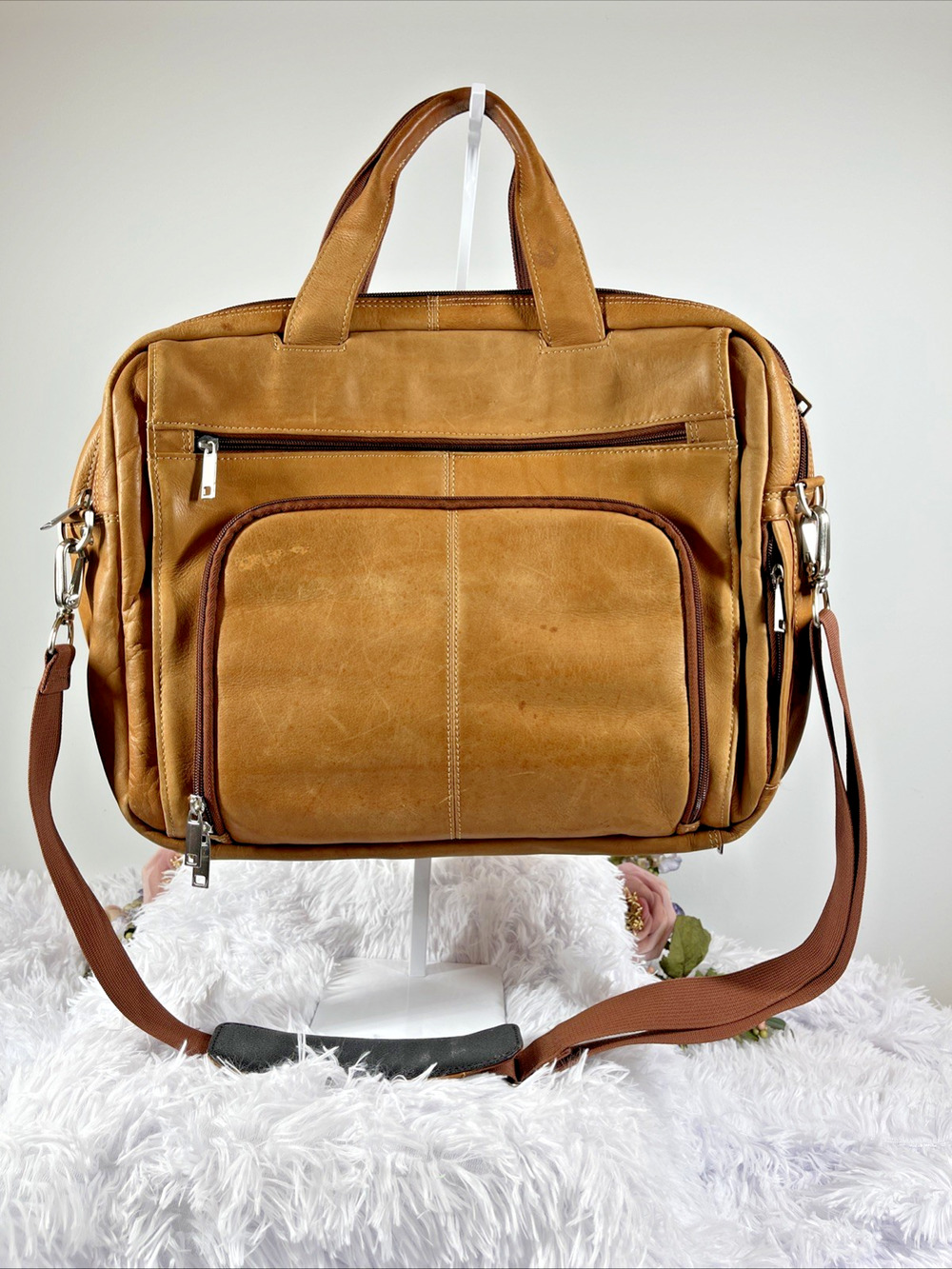 Wilsons Leather Brown Genuine Leather Laptop Briefcase Messenger Shoulder Bag